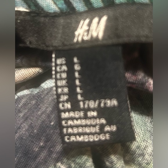 💫H&M Leaf Print SeeTrough Basic Women Short Sleeved Tie-hem up Cropped Tank Top - Picture 6 of 7